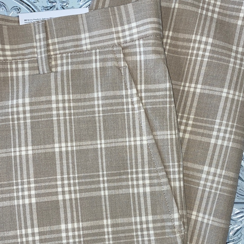 H&M Men's Beige Plaid Skinny Fit Cropped Trousers - NWT - Picture 10 of 10